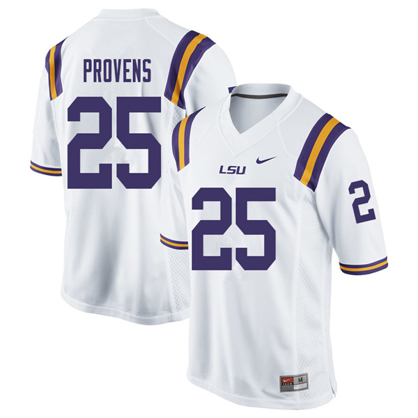 Men #25 Tae Provens LSU Tigers College Football Jerseys Sale-White